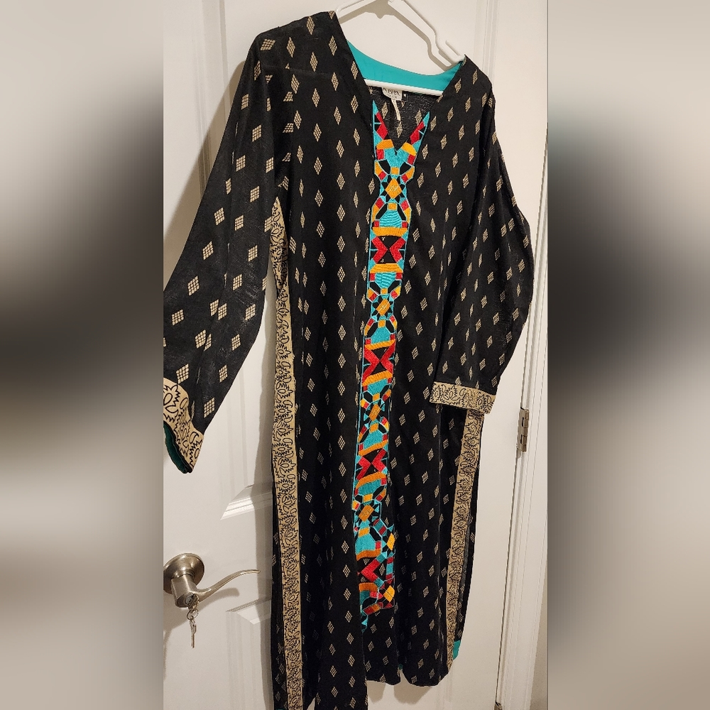 Black Khadar Kurta - Medium - Afghani, Pakistani, Indian style